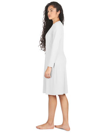 Me Moi CSP503-42 White Bonded Long Sleeve Shell Dress 42" myselflingerie.com